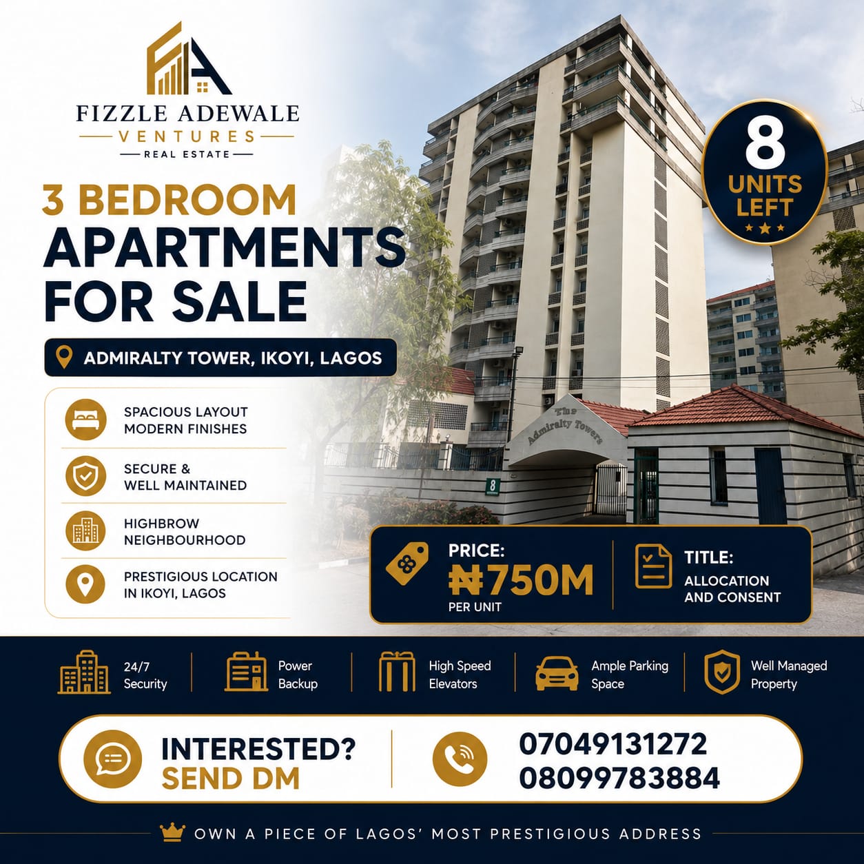 3 Bedroom Apartment For Sale On Admiralty Ikoyi